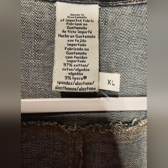 CK Jean Jacket redesigned with velvet accents & skeleton ribcage/flower patch - Picture 6 of 6